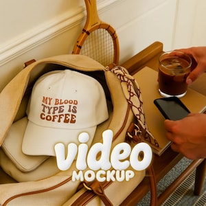 White Hat Mockup VIDEO, Dad Hat Mockup, Dad Cap Baseball Hat Mock up, Cap Mockups, PSD Photoshop, Yupoong 6245 CM, Trendy Hat Mockup