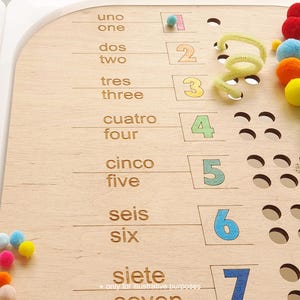 Sensory play Calculator ES-EN, lid for sensory table, wooden toy, trofast lid, flisat insert, montessori toy, educational toy, handmade toy