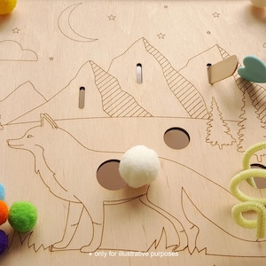 Sensory play Fox & the Moon, Laser cut file, sensory lid for sensory table, wooden toy, trofast lid, flisat insert, montessori, educational