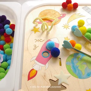Sensory play Space-LATIN, lid for sensory table, wooden toy, trofast lid, flisat insert, baby room decor, montessori toy, education,handmade