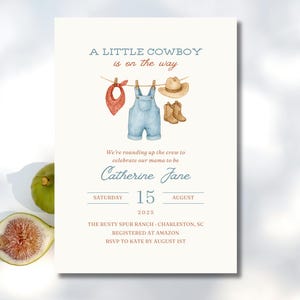 Cowboy Baby Shower Invitation A Little Cowboy Is On The Way Invite Template Editable Canva Template Western Baby Shower Invitation