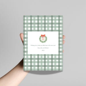 Green Plaid Preppy Christmas Card Template Watercolor Green Christmas Card Photo Template Elegant Editable Printable Holiday Card Template