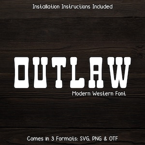 Outlaw Western Style Font - Cowboy Font, Country Font, Cricut Fonts, Cowgirl Font, Procreate Fonts, Wild West, Canva Fonts