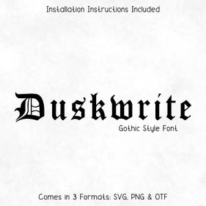 Duskwrite Gothic Tattoo Style Font - Gothic Font, Tattoo Font, Cricut Fonts, Ink Font, Old English Font, Procreate Fonts, Canva Fonts