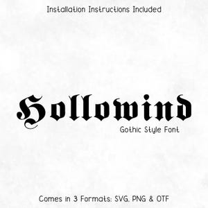 Hollowind Gothic Tattoo Style Font - Gothic Font, Tattoo Font, Cricut Fonts, Ink Font, Old English Font, Procreate Fonts, Canva Fonts