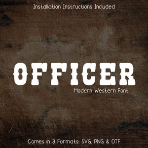 Lettertype officier westernstijl - cowboylettertype, countrylettertype, Cricut-lettertypen, cowgirl-lettertype, procreate-lettertypen, Wild West, Canva-lettertypen