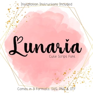 Lunaria Font - Handwritten Script Font, Cricut Fonts, Cursive Font, Modern Font, Procreate Fonts, Calligraphy Font, Canva