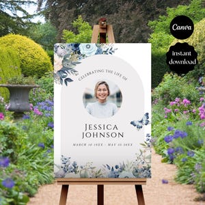 Funeral Welcome Sign, Funeral Memorial Sign, Celebration of Life Template, In Loving Memory Sign, Printable Memorial Sign, Editable in Canva