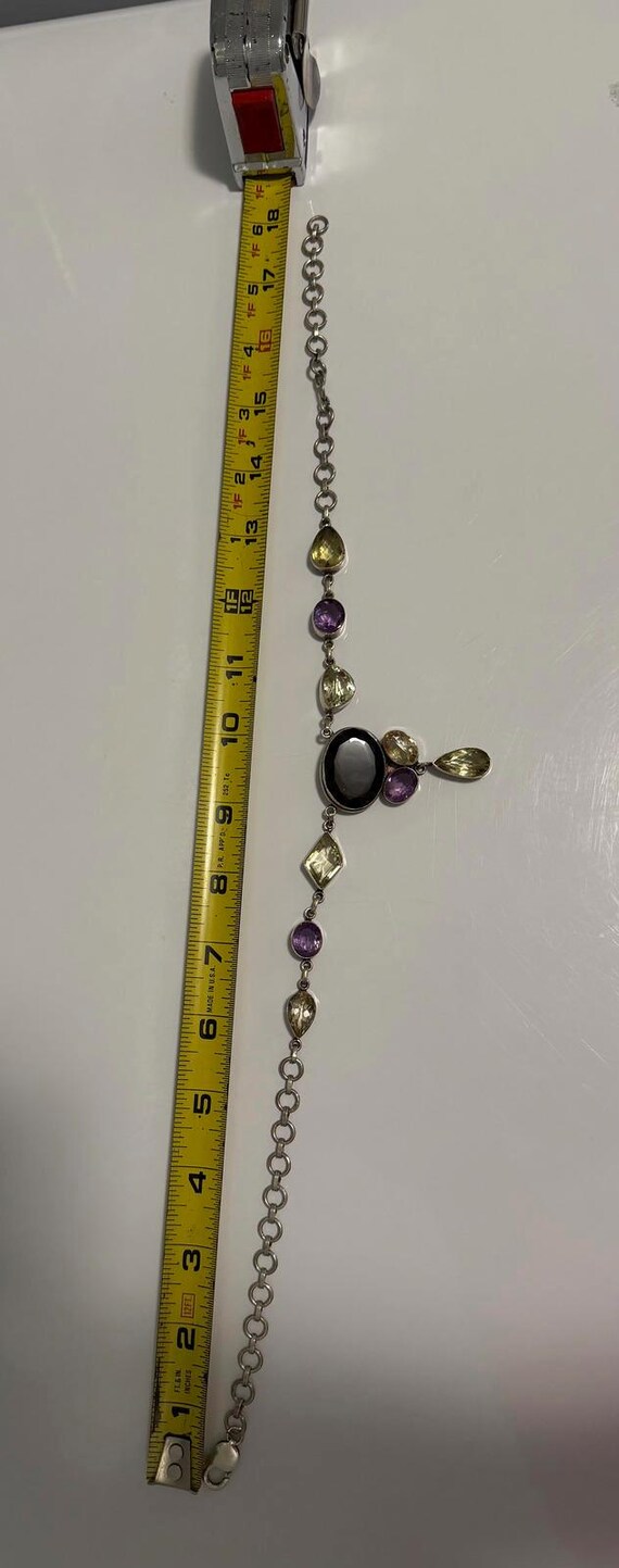 Sterling Silver Multi-Gemstone Statement Necklace - image 5