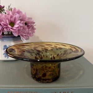 Vintage Tortoise Shell Hand Blown Glass Dish Bowl Murano Style