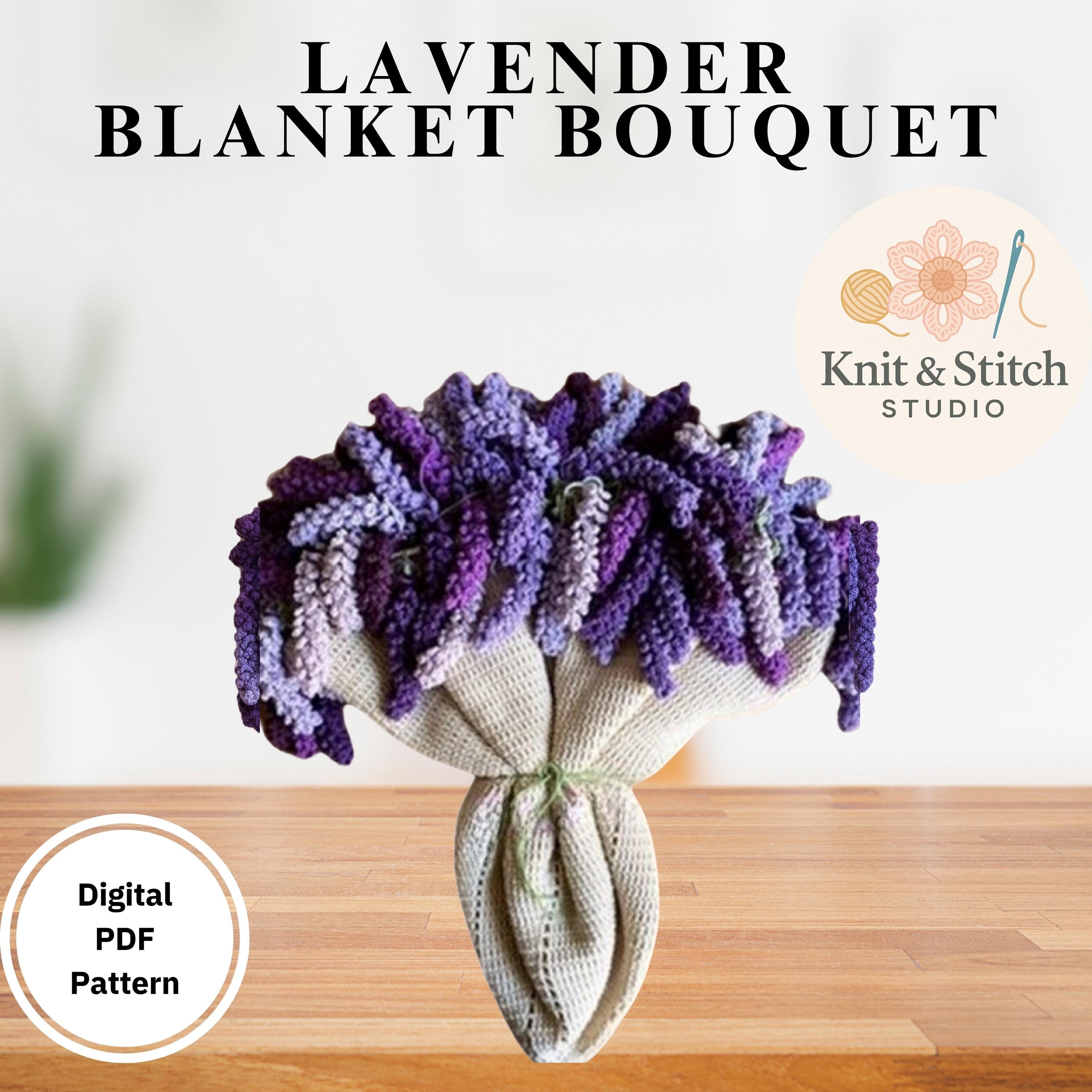 ラベンダーのブランケットブーケのかぎ針編みパターン | 3Dフラワー