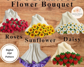 Crochet Flower Blanket Pattern Bundle | Daisy, Rose, Sunflower (Digital PDF Download)