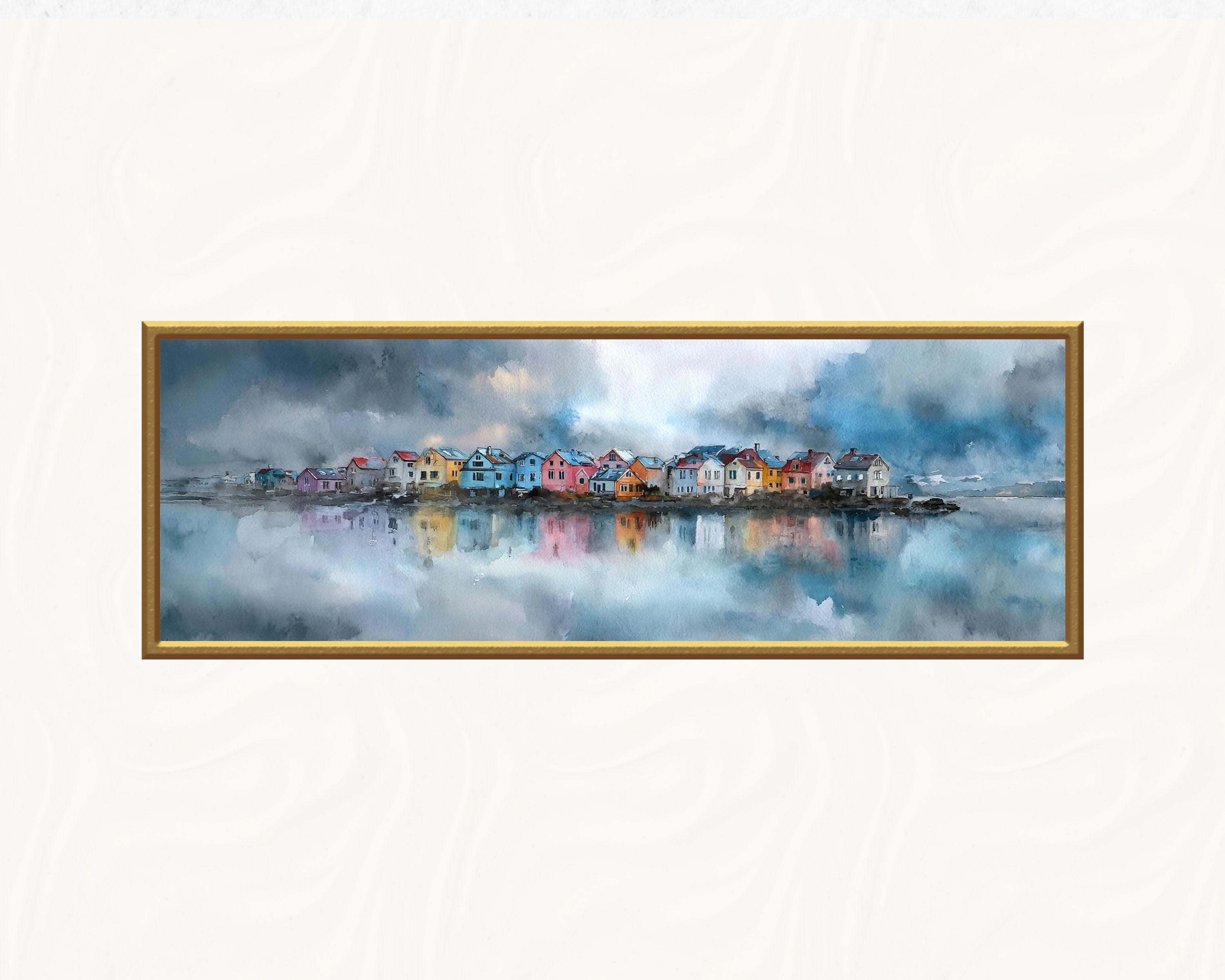 Reykjavik Watercolor Print, Colorful Nordic Houses, Iceland Art - Etsy