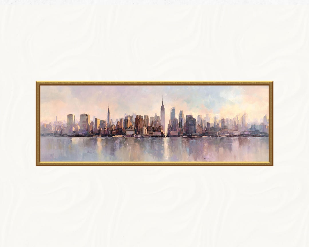 Watercolor New York City Skyline Print – Manhattan Panorama Art - Etsy