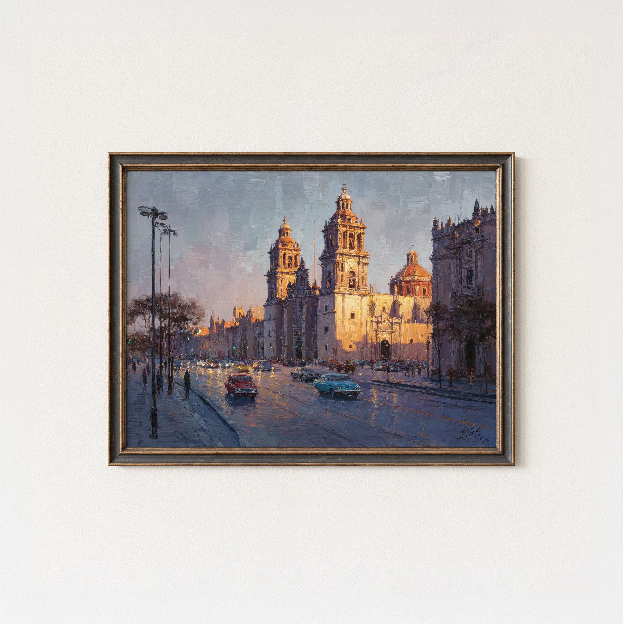 Mexico City Cathedral Art Print: Zócalo Square Oil Painting - Etsy