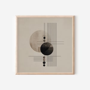 Minimalist Geometric Wall Art Print, Abstract Line Art Neutral Modern Scandinavian Decor