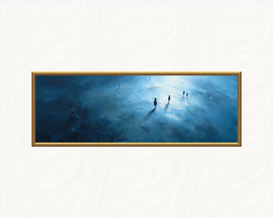 Blue Surreal Landscape Print, Minimalist Figures, Modern Wall Art - Etsy