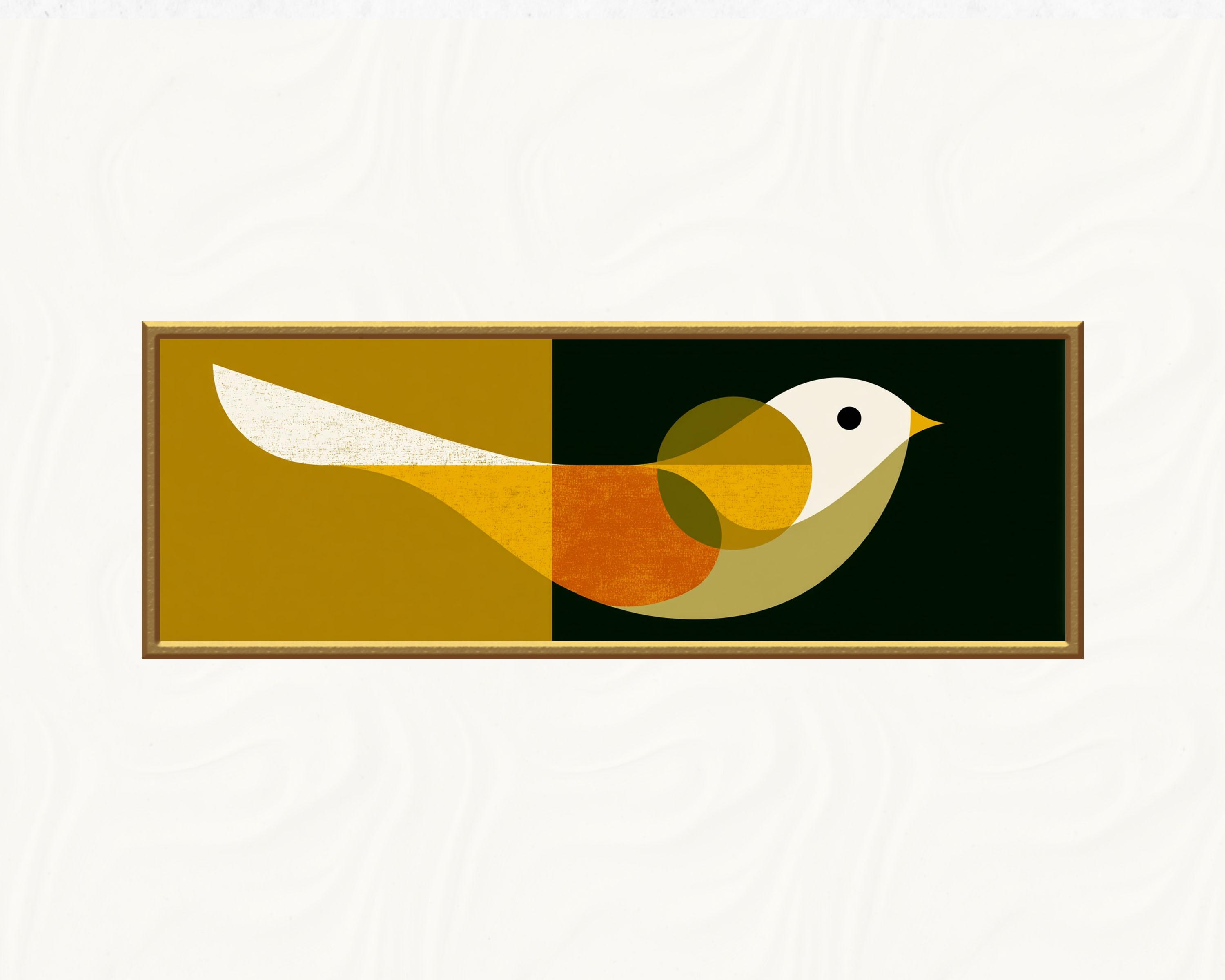 Mid Century Modern Bird Print, Abstract Geometric Art - Etsy