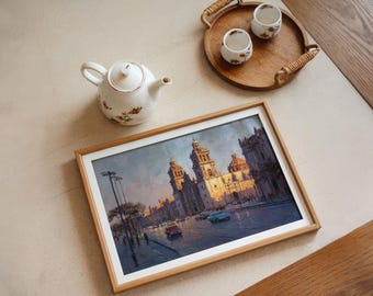Mexico City Cathedral Art Print: Zócalo Square Oil Painting - Etsy