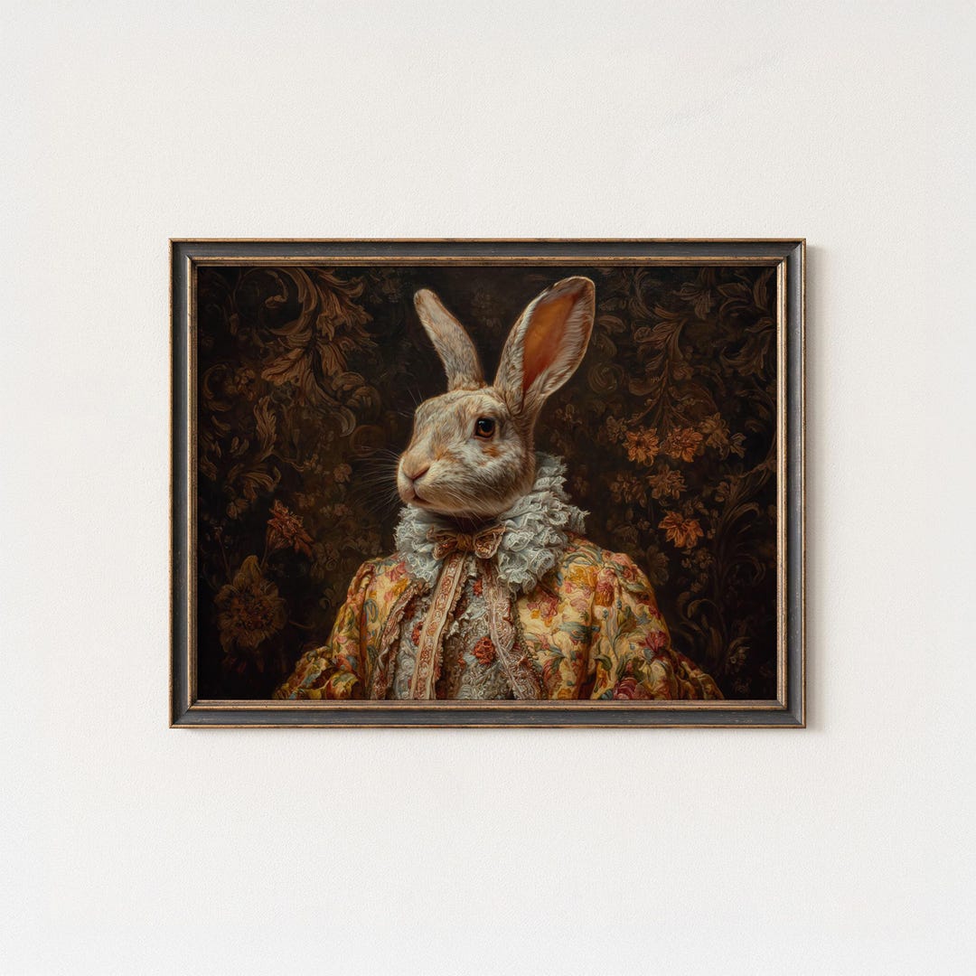 Royal Rabbit Portrait Wall Art | Aristocratic Animal Painting | Regal ...