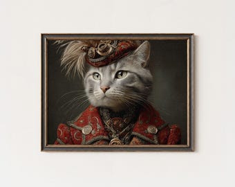 スチームパンク風猫のウォールアート – ヴィンテージ風機械仕掛けの猫