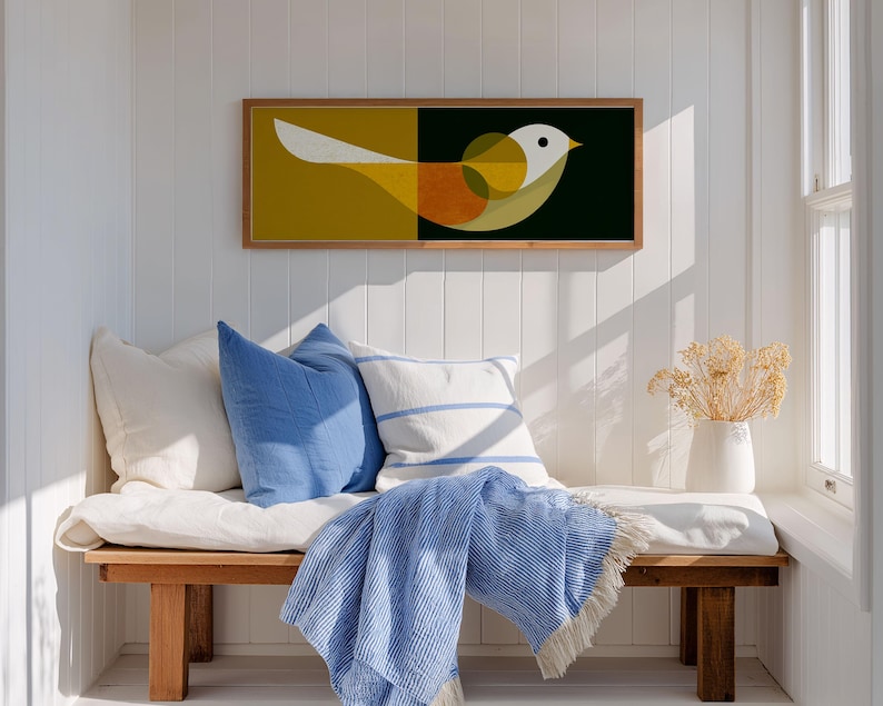 Mid Century Modern Bird Print, Abstract Geometric Art - Etsy