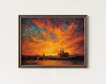 Barcelona Sunset Print: Sagrada Familia, Spain Skyline Art