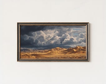 Desert Storm Oil Painting | Dramatic Cloudscape Landscape Art
