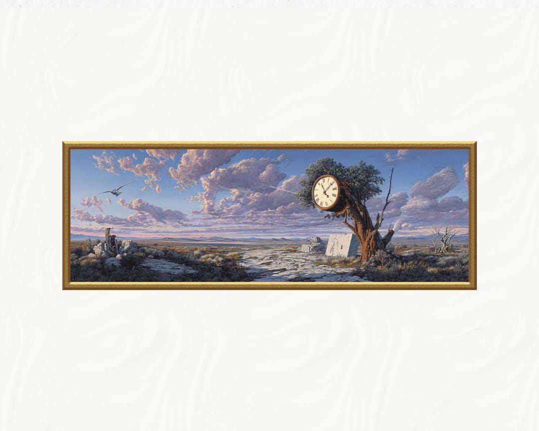 Surreal Time Tree Print – Dreamlike Desert Landscape With Clock - Etsy
