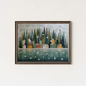 蛍の版画：気まぐれな子供の夜の森の絵画 - Etsy 日本