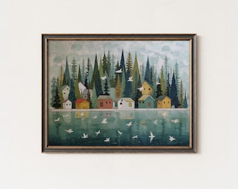 アンコールワットの日の出アートプリント：カンボジア寺院の油絵