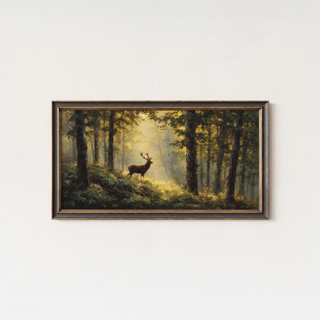 Deer in Misty Forest Canvas Print – Tranquil Woodland Wall Art - Etsy