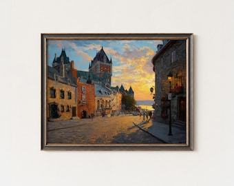 Ölgemälde-Druck „Quebec City“ | Wandbild „Château Frontenac“
