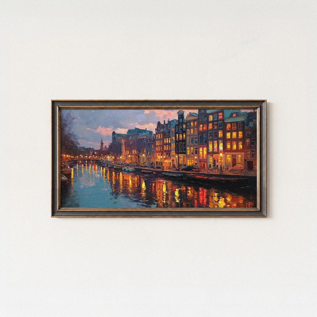 Amsterdam Canal Evening Print – Netherlands Cityscape Fine Art - Etsy