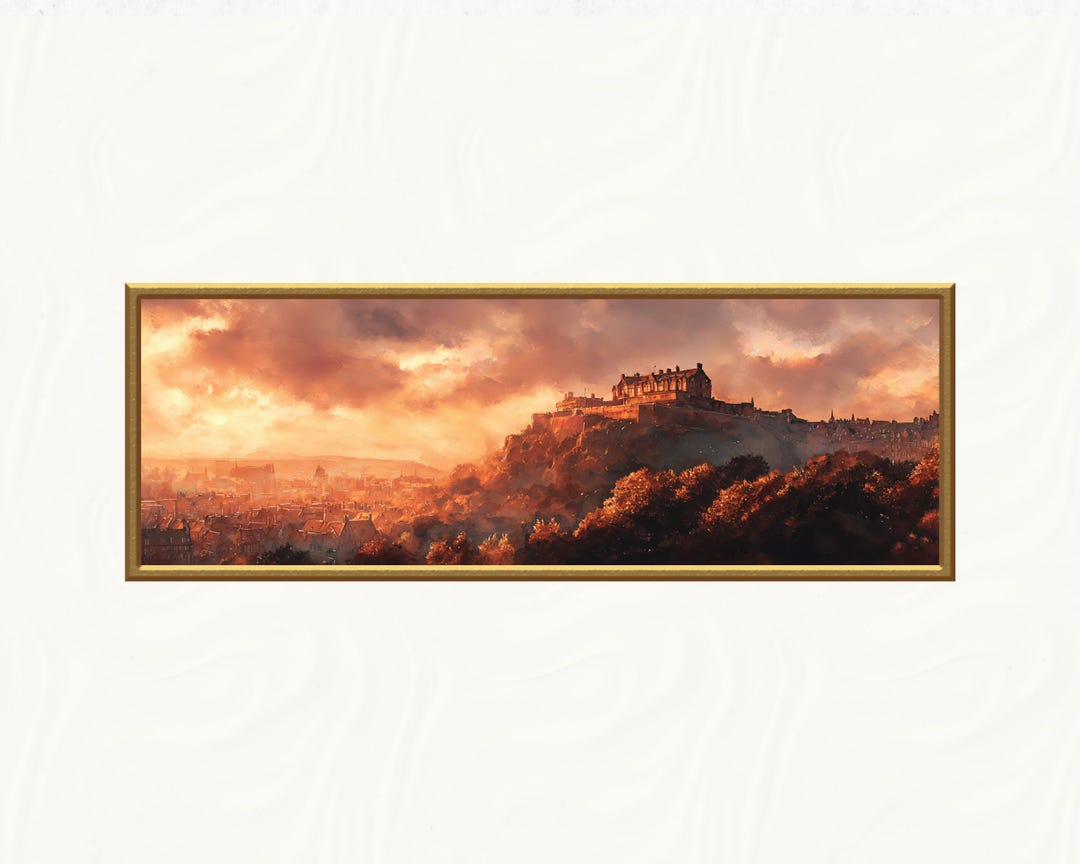 Edinburgh Castle Sunset Art Print, Scotland Panorama - Etsy