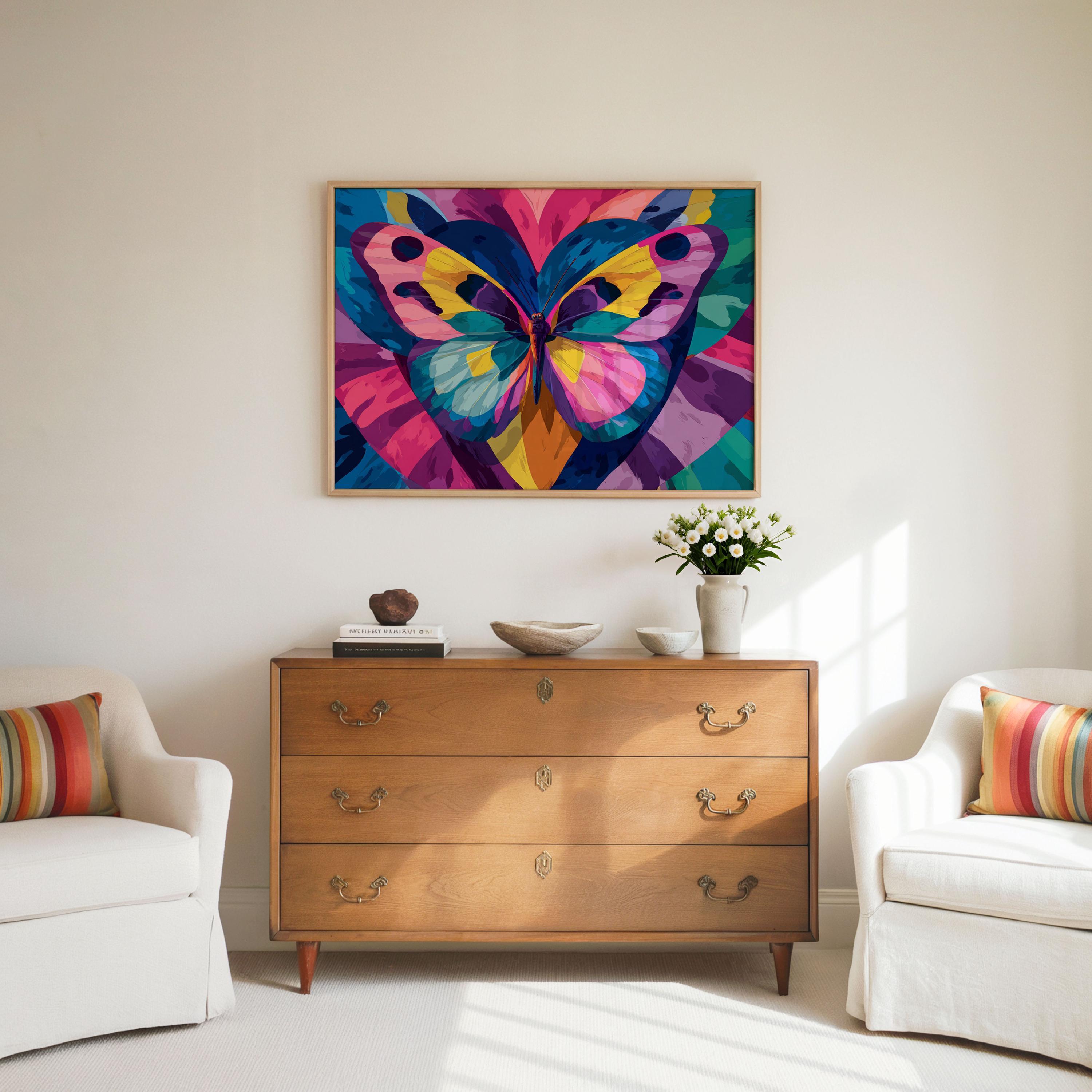 Rainbow Butterfly Heart Art Print: Abstract Pop Art Boho Decor - Etsy