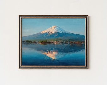 Mount Fuji Painting Japan Watercolor Art Print Mountain Sunrise