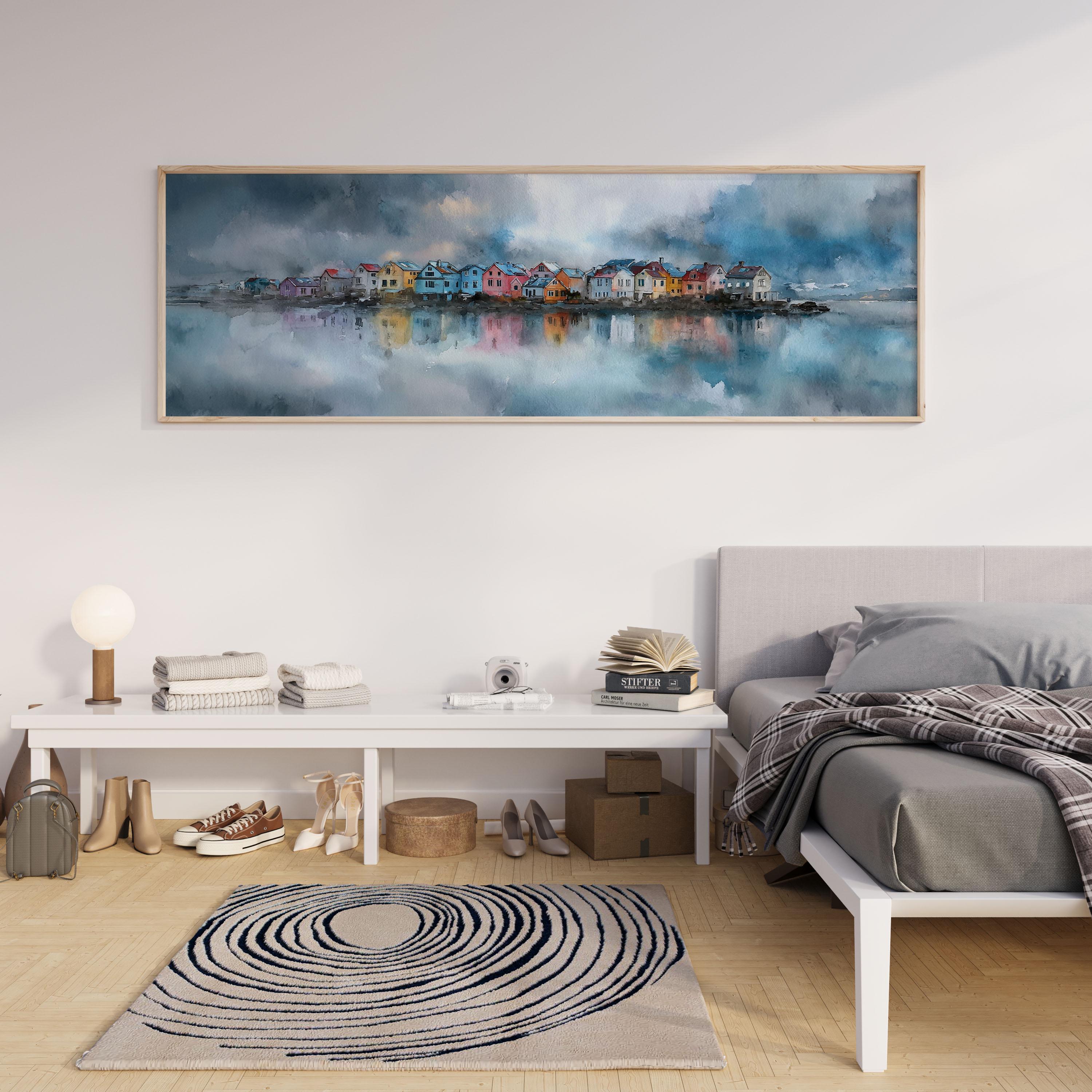 Reykjavik Watercolor Print, Colorful Nordic Houses, Iceland Art - Etsy