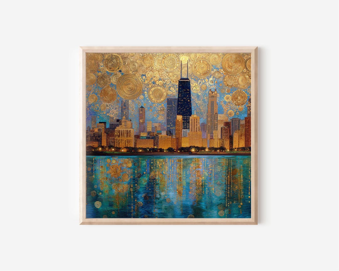 chicago-skyline-gold-art-print-klimt-style-cityscape-etsy