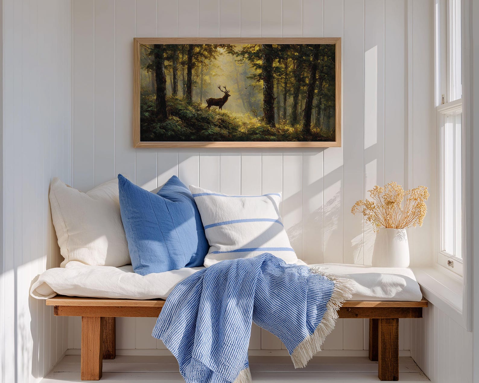 Deer in Misty Forest Canvas Print – Tranquil Woodland Wall Art - Etsy
