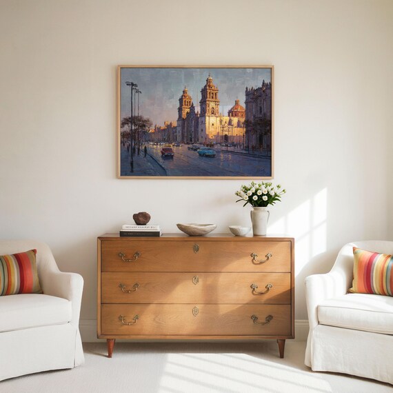 Mexico City Cathedral Art Print: Zócalo Square Oil Painting - Etsy