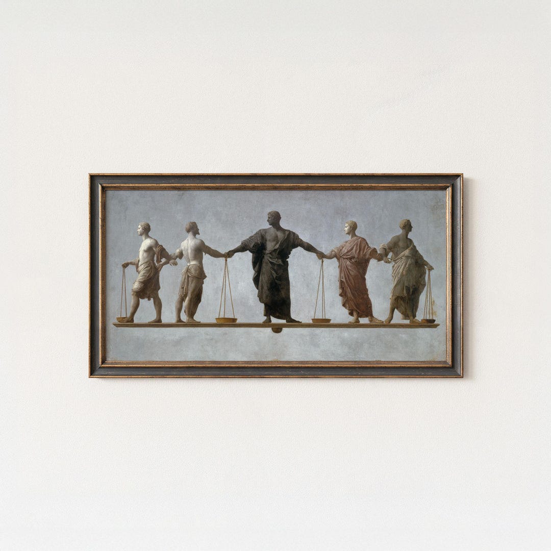 Antique Balance Figures Art Print, Symmetry Human Form, Classical ...