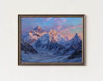 Mount Everest Sunrise Print: Himalayan Landscape Wall Art