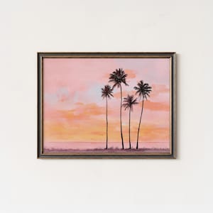 Palm Tree Sunset Print: Tropical Beach House Coastal Art