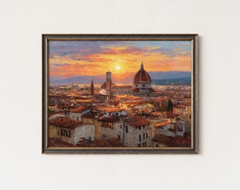 Duomo di Firenze - Stampa artistica a olio su tela / Paesaggio urbano italiano