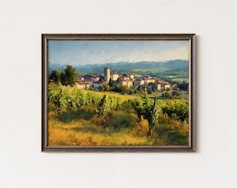 Tuscan Vineyard Art Print: Italy Countryside Landscape