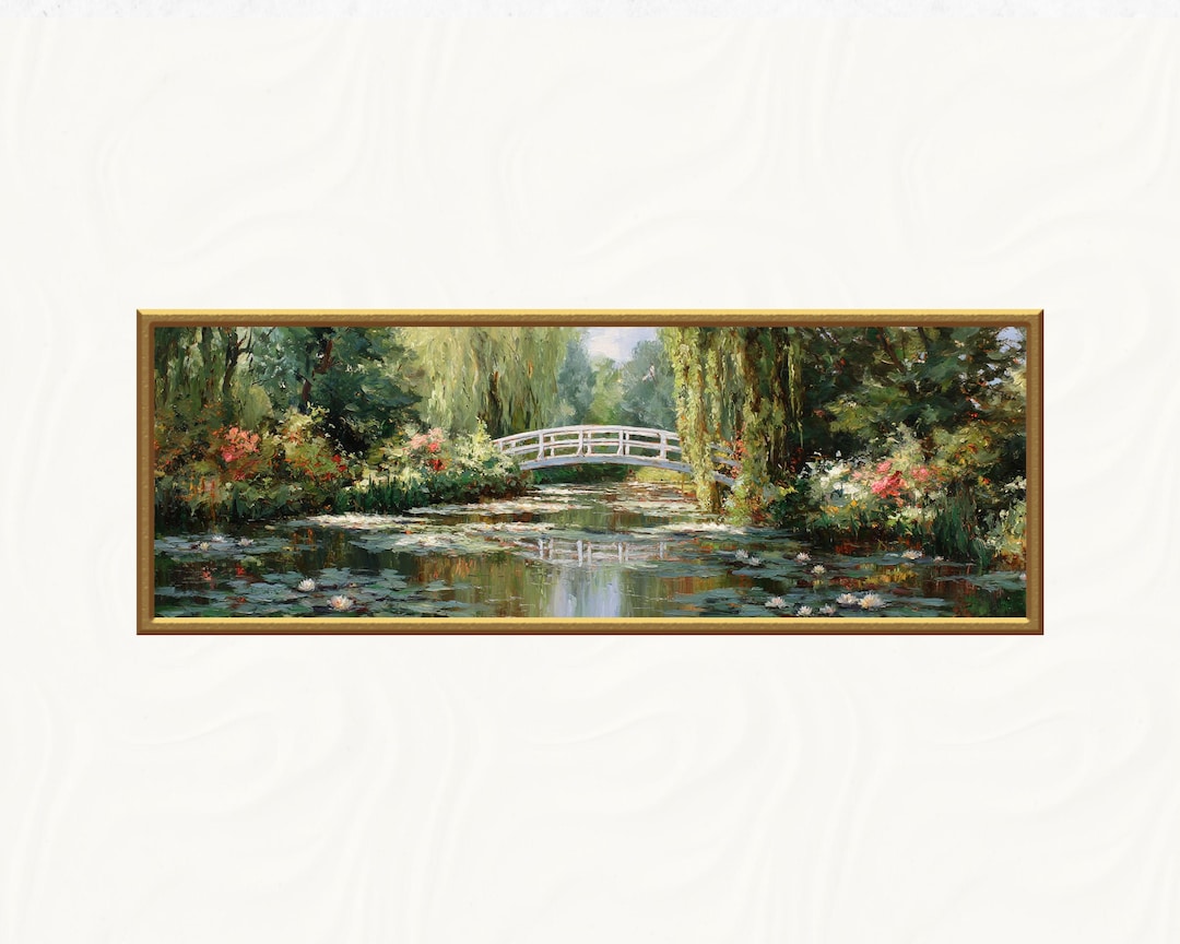 Monet Garden Bridge Art Print – Water Lily Pond Landscape Wall Art - Etsy