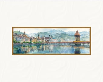 アンティークの山岳湖の油絵、スイスアルプスの風景、署名入り - Etsy 日本