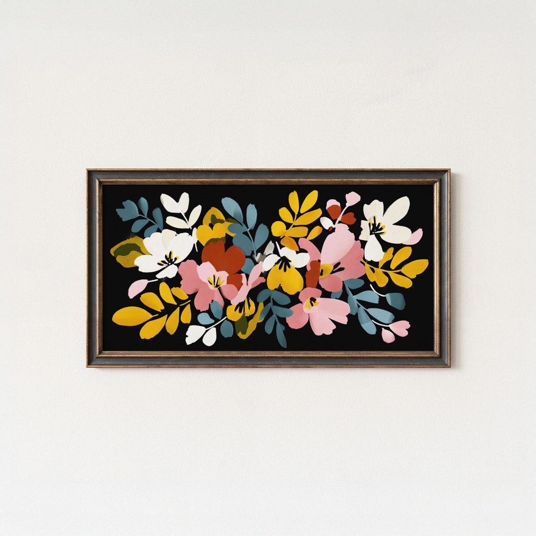 Floral Art Print: Bold Flowers on Black, Modern Home Decor - Etsy