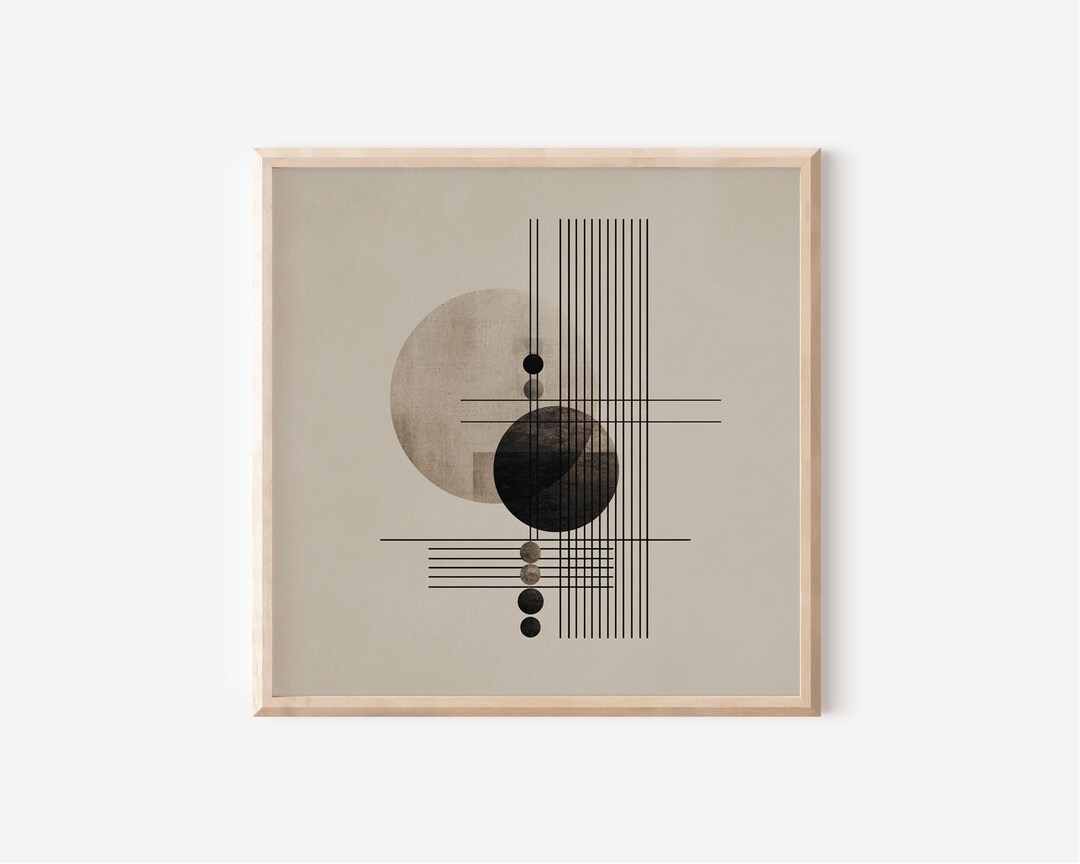 Minimalist Geometric Wall Art Print, Abstract Line Art Neutral Modern ...